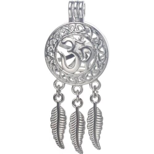 5pcs Yoga Logo Dreamcatcher Pearl Cage Locket Pendant DIY Bead Cage Aroma Essential Oil Diffuser Box For Oyster Pearls