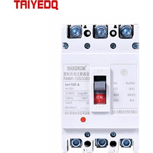 AC 3P 4p Air Switch Molded Case Circuit Breaker MCCB Short Circuit Overload Protection 63/125/250/400/630A