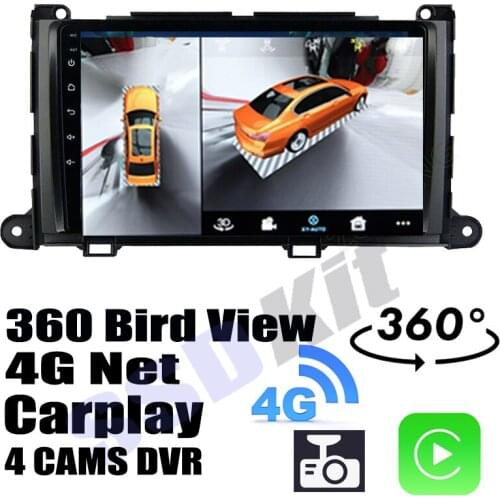Car Audio Navigation GPS Stereo Media Carplay DVR 360 Birdview Around 4G Android System For TOYOTA Sienna XL30 2011~2020
