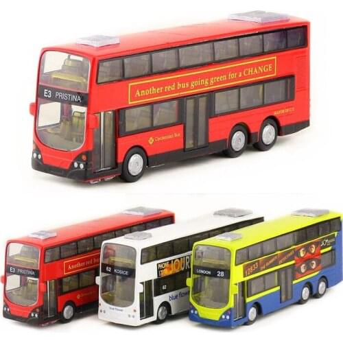 Free Shipping/Diecast Toy Model/London Double Decker Bus Car/Pull Back/Sound & Light/Educational Collection/Gift For Children