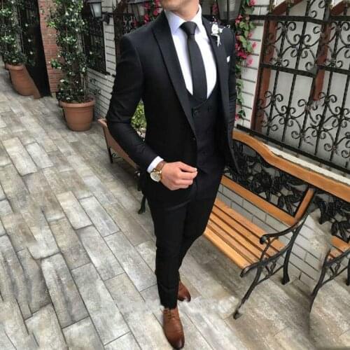 Brand Business Men Suit 2019 Wedding Suits for Men Shawl Collar 3 Pieces Slim Fit Burgundy Suit Mens Tuxedo Jacket Bridegroom
