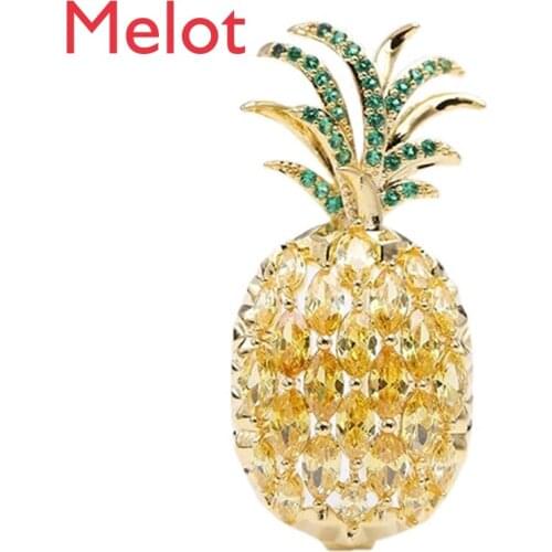 Brooch High-End Pineapple Crystal Brooch Luxury Shining Zircon Elegant Corsage Simple Formal Dress Accessories Cardigan Pin