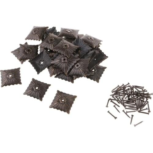 50 Pieces Vintage Square Flower Design Iron Tack Nails Stud Pins Sofa Furniture Wall Upholstery Sofa Door Decoration