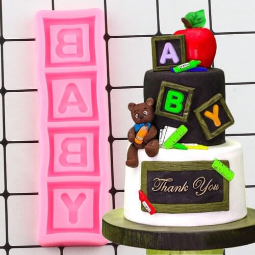 Baby Letters Silicone Mold Baby Birthday Cupcake Topper Fondant Cake Decorating Tools Candy Resin Molds Chocolate Gumpaste Mould