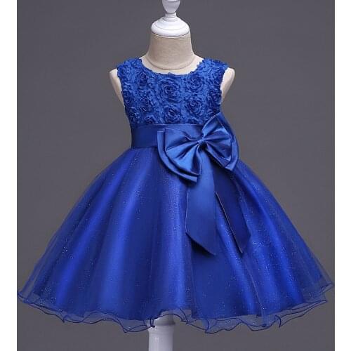 European and American 2021 Hot Flower Girl Dress Princess Dress Net Gauze Skirt Bow Dress Rose Red Multicolor Optional