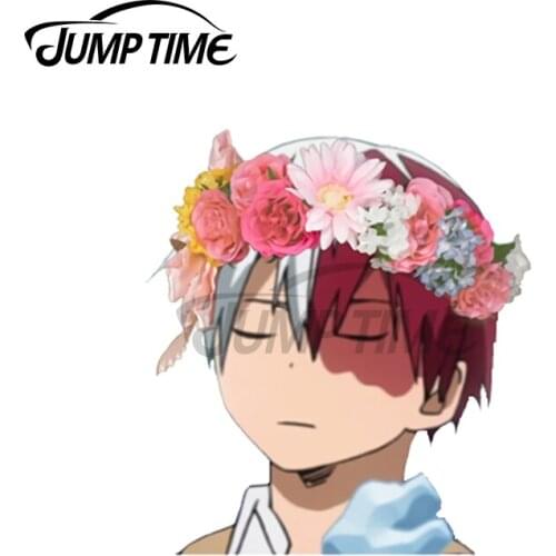 JumpTime 13 x 5.8cm For Todoroki Flower Crown Car Sticker Windshield Trunk Decal Waterproof Sunscreen Car Door Protector