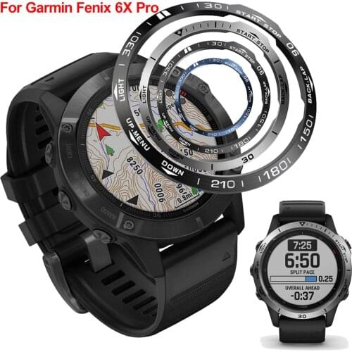 For Garmin fenix 5/6 6Pro/6X Sapphire Watch Bezel Rings Stainless Steel Sculptured Time Units Adhesive Anti-scratch Cover Rings