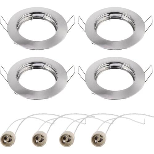 8pcs Round Recessed Spotlight Trim Ring Fitting With GU10 Lamp Holder LED Ceiling Spotlight Housing Concealed Ceiling Lamp Shell