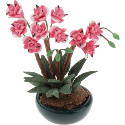 1:12 Scale Doll House Living Room Handmade Flowers Decoration Simulation Potted Plants Dollhouse Miniature Garden Accessories