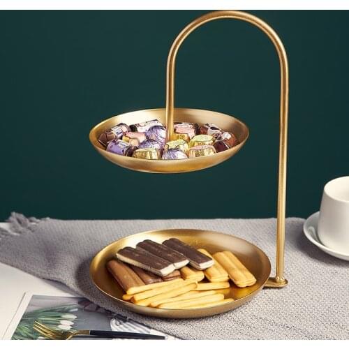 Metal Wrought Iron Nordic Style Fruit Tray Double Layer Candy Tray Shop with Creative Modern Home Living Room Snack Fruit Tray