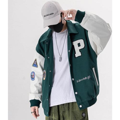 20211 New Arrival Brand Patchwork Single Breasted Appliques Bomber Jacket Men Embroidery Fashion Baseball Uniform Casual Coat