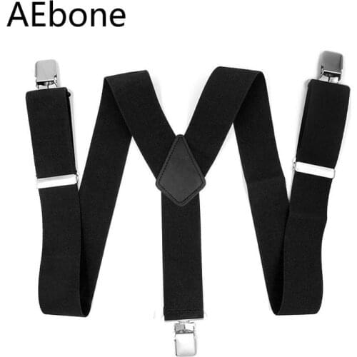 AEbone 50mm Black Suspensorio Masculino Suspenders Men for Pant with Heavy Clip Trousers Brace Strap Bretels Mannen 120CM Sus11