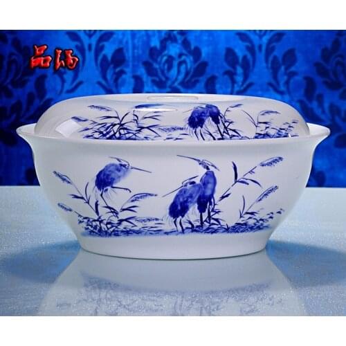 Dish Set Korean style blue and white porcelain Jingdezhen tableware suit 56 pieces bone china tableware bowl gift giving