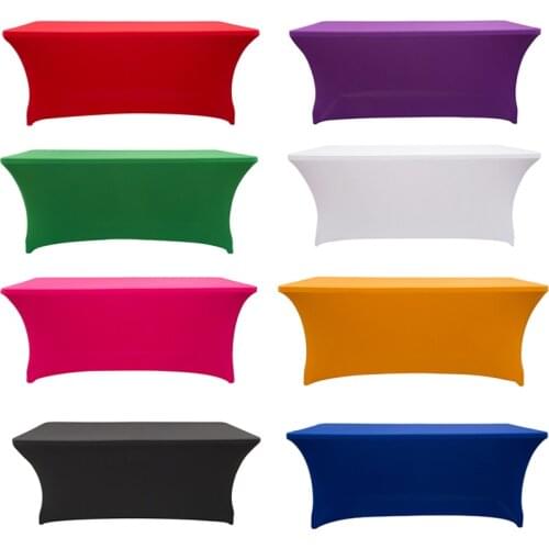 Stretch Rectangle Wedding Hotel Birthday Table Covers Cloth Table White/Black/Blue/Red/Green/Purple Tablecloth Cover Decoration