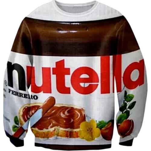 New Fashion Men/Womens Nutella chocolate Funny 3D Print Sweatshirt Hoddies Plus Size XS 6XL 7XL