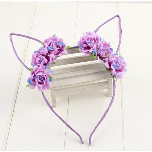 Cat Ears Hairband Rose Flowers Girls Floral Woman Costume Accessries Hoop Headwear Party Fashion Gift Decor Hair Band