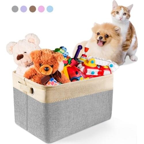 Personalized Pet Dog Toy Storage Basket Dog Canvas Bag Foldable Pet Toys Linen Storage Box Bins Pet Dog Accessories