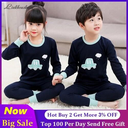 Boys Girls Pajamas Autumn Winter Long Sleeve ChildrenS Clothing Sleepwear Cotton Pyjamas Sets For Kids Unisex Teenage Clothes