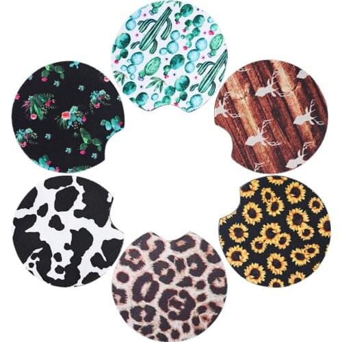 4pcs Car Coasters for Cup Holders Neoprene Car Accessories Coasters Absorb Spills To Keep Cupholders Clean Xmas Decorations