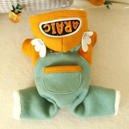 Winter thick cotton-padded clothes small fly suspenders earrings than four feet pants teddy bear small lovely pet dog clothes cl