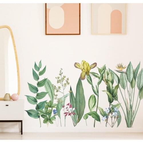 Plant Flowers Wall Stickers Home Decor for Bedroom Living Room Sofa TV Background Wall Decoration Vinyl Wallpaper Art Decals
