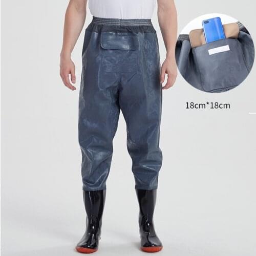 Fly Fishing Strap Rubber Boots Waterproof Pants Fly Fishing Hunting in Water Tendon Waist Waders Thick Waterproof Wear-resistant
