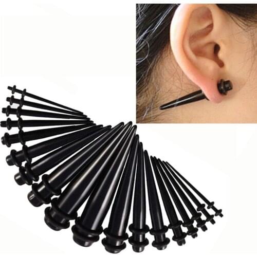 2 Pieces Big Size Acrylic Plastic sBlack Ear Taper Plugs Earring Ear Gauges Punk Ear Plug Expander Tunnel Body Piercing Jewelry