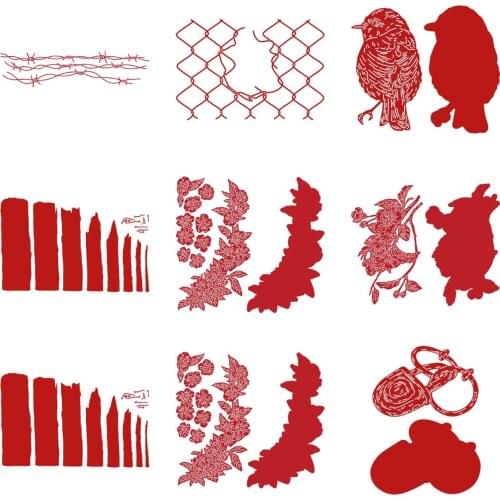 Bird Leaves Rose Blossom Animal Cutting Dies and Stamps Scrapbook Dariy Decoration Embossing Template Diy Greeting Card New 2021