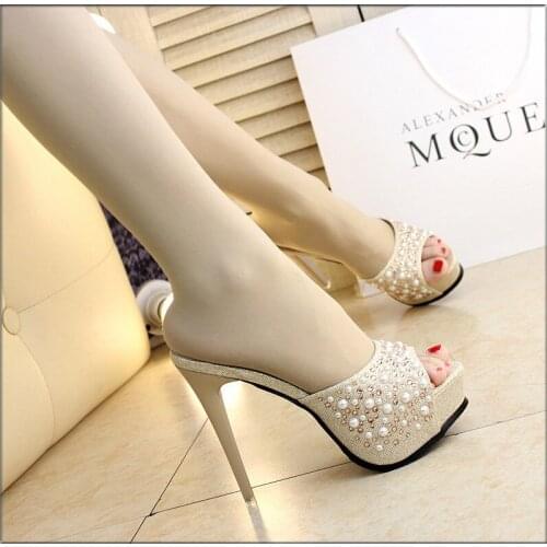 Fish Mouth Slippers Women Shoes Sexy Patent Leather High Heel 13CM Sandals Shoes Women 2019 Wedding Shoes Car Show Female Sandal