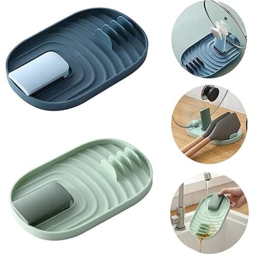 Multifunction Spoon Holders Plastic Pot Lid Spatula Rack Non-slip Utensil Organizer Holder Storage Pad Kitchen Accessories