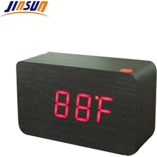 JINSUN Modern sensor Wood Clock home decor LED display Bamboo Clock digital alarm Clock Show Time Sounds Control Wekker KSW102