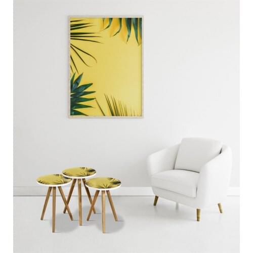 Modern Colorful 3'lü Zigon coffee table Yellow Leaf Tree coffee tables table basse furniture living room table