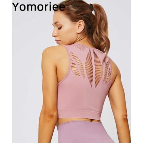 Gym Women Yoga Bra Sport Workout Running Training Tank Breathable Dry fit Sexy Mesh Solid Color Movement Underwear Yomoriee