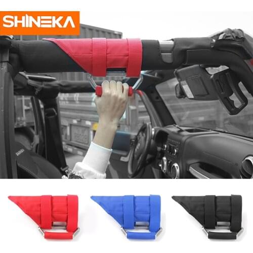 SHINEKA Steady Car Styling Metal Cloth Top Grab Handle Cover for Jeep Wrangler CJ TJ JK JL Interior Accessories