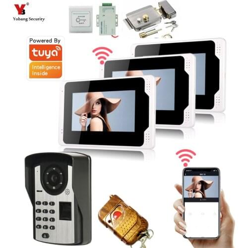 7" wifi Video Door Phone Intercom Home Security System + Fingerprint password Access Doorbell Camera + Electric lock