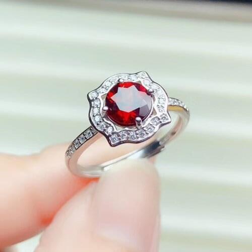 CoLife Jewelry 100% Natural Garnet Ring 6mm VVS Grade Wine Red Garnet Silver Ring 925 Silver Garnet Jewelry Gift for Woman