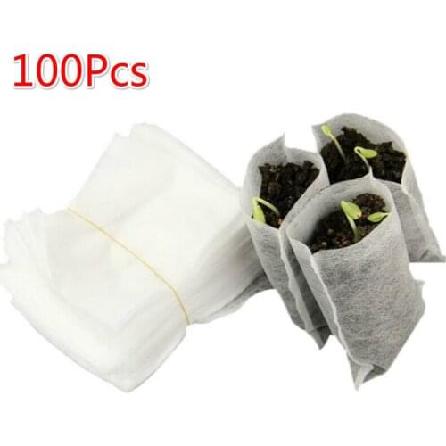 100x Seedling Plants Nursery Bags Organic Biodegradable Non-woven Grow Bags Fabric Eco-friendly Ventilate Growing Planting Bags