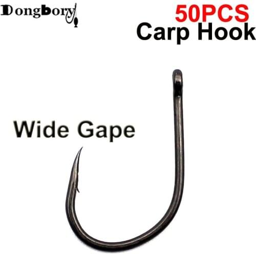 50xPTFE Coated Wide Gape Carp Fishing Hooks Curve Shank Carbon Steel Hook Micro Barbed Feeder Carp Hook Pop Up Corn Rig Japan