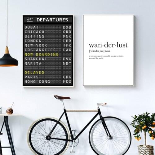 Airport Board Posters Destination Wall Art Canvas Painting Travel Board Quotes Wall Art Prints Traveler Living Room Home Decor