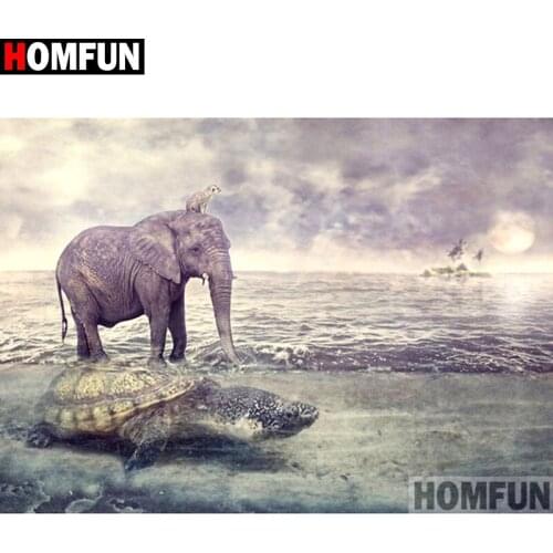 HOMFUN Full Square/Round Drill 5D DIY Diamond Painting "Animal Elephant" Embroidery Cross Stitch 5D Home Decor Gift A16561