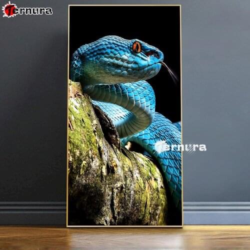 DIY Diamond Painting Animal blue snake 5D Cross stitch Full Square Round Drill Daimond Mosaic Embroidery Modern Art Decor Home