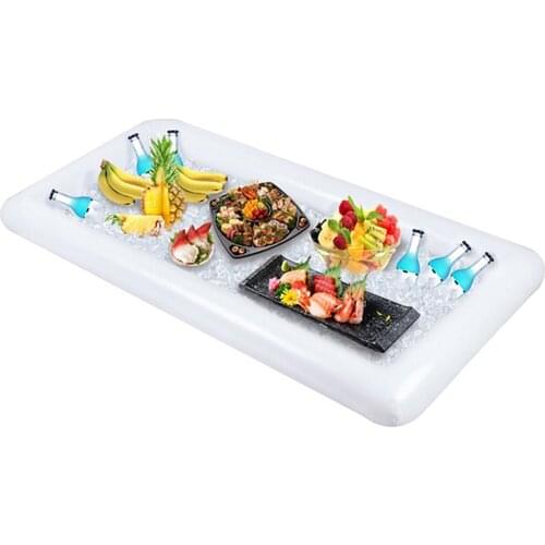 Pool Float Inflatable Beer Table Ice Bucket Serving Salad Bar Tray Food Drink Holder for Summer Water Party