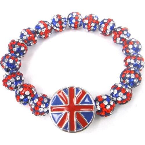 New arrival pave ball crystal ball UK country flag charms Disco Ball Bracelet