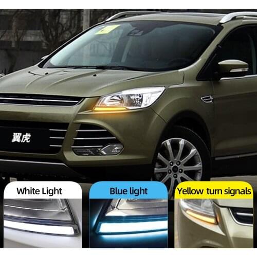CSCSNL 2Pcs led Daytime Running Light drl daylight for Ford Kuga Escape 2014 2015 2016 2017 with yellow turn signal