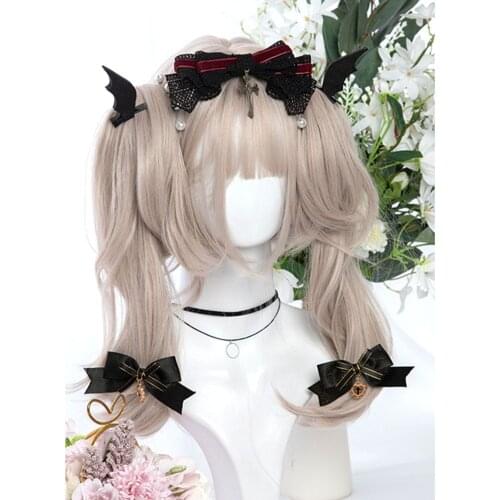 CosplayMix Lolita Cute Girl Ponytail Long Wavy 55CM Pink Brown Ombre Bangs Heat Resistant Party Synthetic Hair Cosplay Wig+Cap