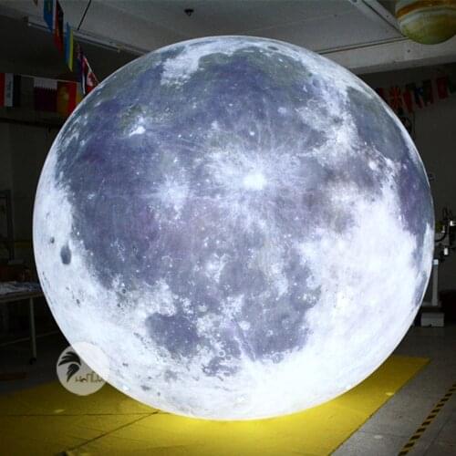Creative Design Theme Party Stage Ceiling Top LED light Inflatable Moon Balloon