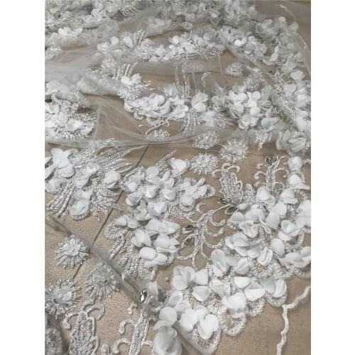 Lace Fabric with beads Net French Lace Fabric African Nigerian SYJ-4888814 Tulle Lace Fabric For Wedding Party Dress