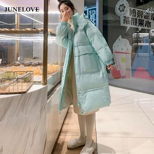 Coat Winter Down Jacket For Women Casual Fashion Hooded Parkas Vintage Women Bright candy-color Female Long Thick Warm Outwears