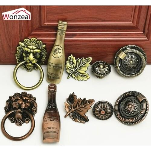 L 103mm Hole CC 64mm wine bottle shape Furniture handle Knob pull of retro antique Red Color For kitchen Cabinet cupboard door