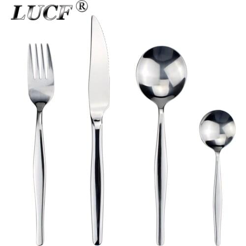 LUCF fashion brief Stainless Steel Western Cutlery Round shape spoon stately Tableware wonderful birthday gifts Drop Shipping